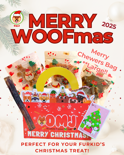 2025 Christmas Special – Merry Chewers Bag (with Large Bully Stick)