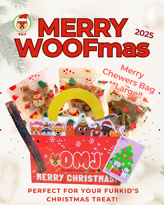 2025 Christmas Special – Merry Chewers Bag (with Large Bully Stick)